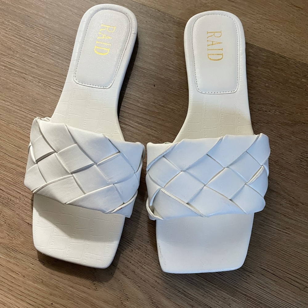 White braided sandals
